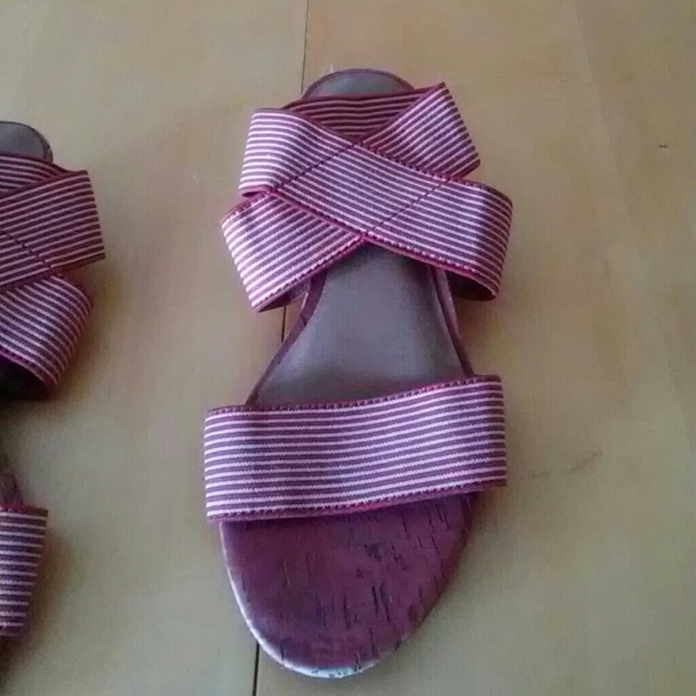 Red and white sandals